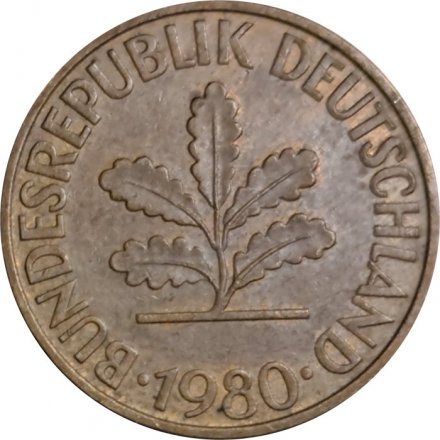 ФРГ 10 пфеннигов 1980 год (D)