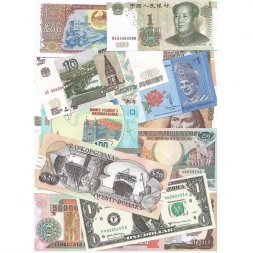 Набор из 56 банкнот разных стран мира с 1964 по 2022 год выпуска (UNC)
