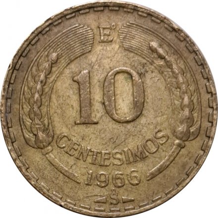 Чили 10 сентесимо 1966 год