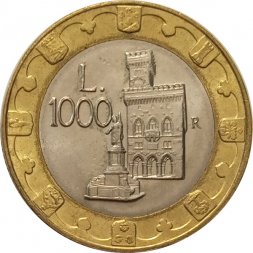 Сан-Марино 1000 лир 1997 год - 1000 лет строительству замка