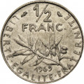 Франция 1/2 франка 1969 год