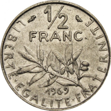 Франция 1/2 франка 1969 год