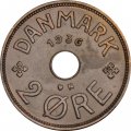Дания 2 эре 1936 год - Король Кристиан X