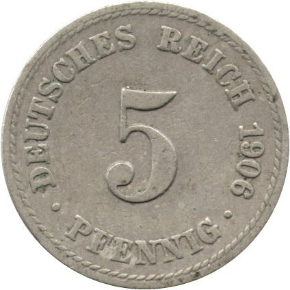 Германия 5 пфеннигов 1906 год (A)
