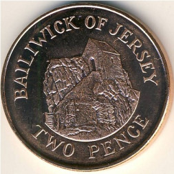 Монета Джерси 2 пенса 2008 год