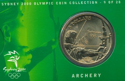 Австралия 5 долларов 2000 год - Олимпийские игры в Сиднее. Стрельба из лука