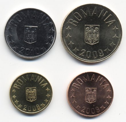 Набор из 4 монет Румыния 2008 - 2010 год