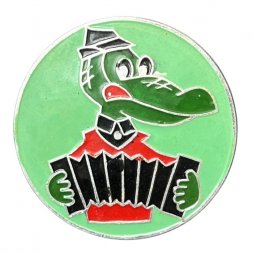 Значок Крокодил Гена с гармошкой (зелёный фон)