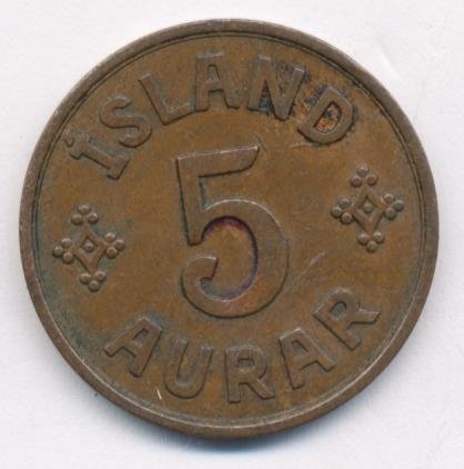 Исландия 5 эйре 1940 год
