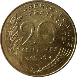 Франция 20 сантимов 2000 год