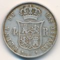 Испания 4 реала 1860 год