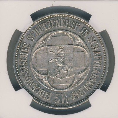 Швейцария 5 франков 1865 год