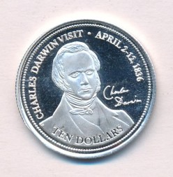 Кокосовые острова 10 долларов 2003 год - Визит Чарльза Дарвина