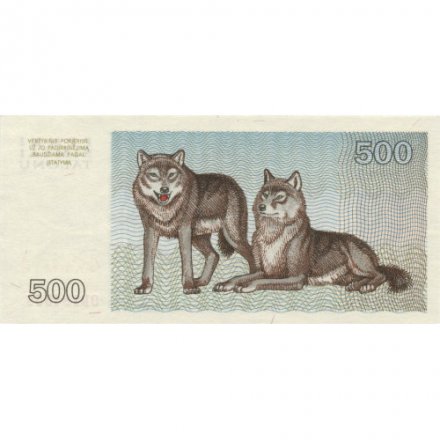 Литва 500 талонов 1993 год - Багульник болотный. Серые волки - UNC