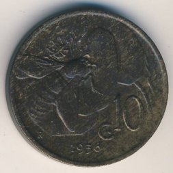 Италия 10 чентезимо 1936 год