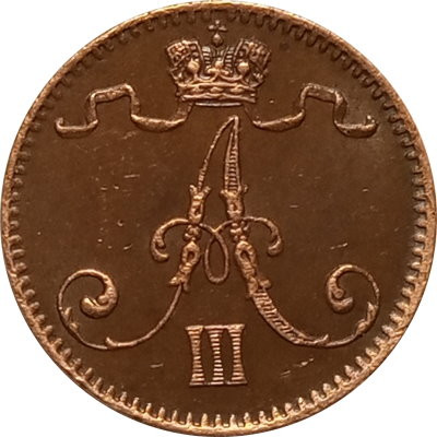Финляндия 1 пенни 1894 год - Александр III - XF