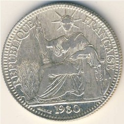 Монета Французский Индокитай 10 центов 1930 год