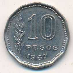 Аргентина 10 песо 1967 год - Всадник