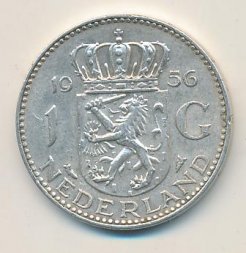 Нидерланды 1 гульден 1956 год - Королева Юлиана