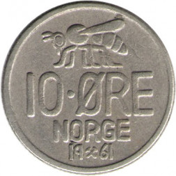 Норвегия 10 эре 1961 год - Пчела