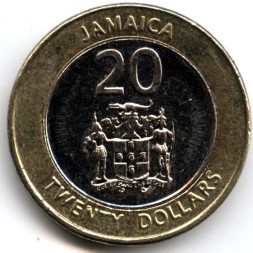 Монета Ямайка 20 долларов 2015 год