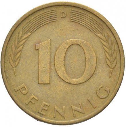 ФРГ 10 пфеннигов 1972 год - D