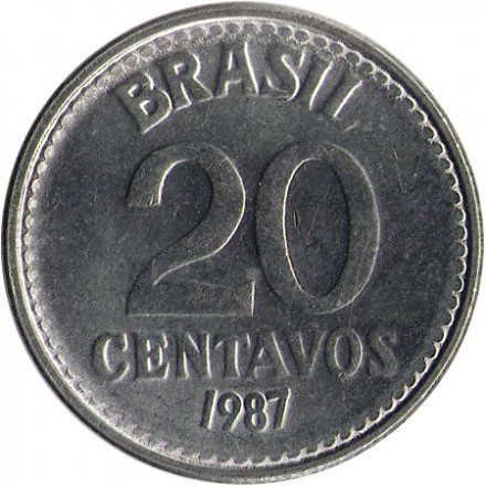 Бразилия 20 сентаво 1987 год