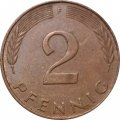 ФРГ 2 пфеннига 1991 год (F)