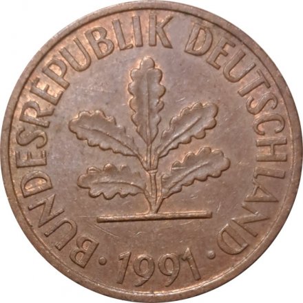 ФРГ 2 пфеннига 1991 год (F)
