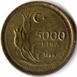 Турция 5000 лир 1999 год