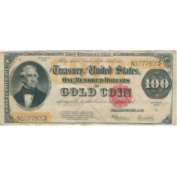 США 100 долларов 1922 год - Золотой сертификат - VF