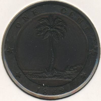 Либерия 1 цент 1862 год
