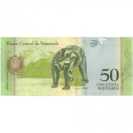 Венесуэла 50 боливаров 2011 год - Симон Родригес. Очковый медведь - UNC