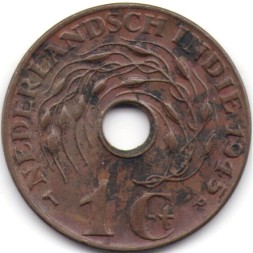Монета Нидерландская Индия 1 цент 1945 год (P)