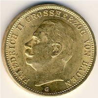 Монета Баден 20 марок 1912 год