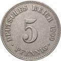 Германия 5 пфеннигов 1909 год (A)