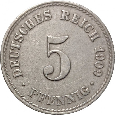 Германия 5 пфеннигов 1909 год (A)