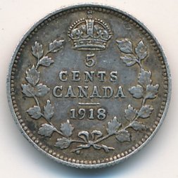 Канада 5 центов 1918 год