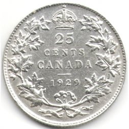 Канада 25 центов 1929 год