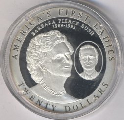 Либерия 20 долларов 2003 год - Барбара Буш