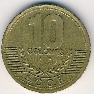 Коста-Рика 10 колон 2002 год