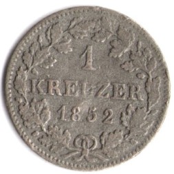 Бавария 1 крейцер 1852 год