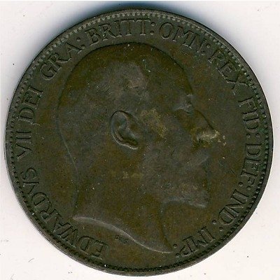 Великобритания 1/2 пенни 1908 год - Король Эдуард VII