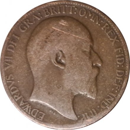Великобритания 1/2 пенни 1908 год - Король Эдуард VII