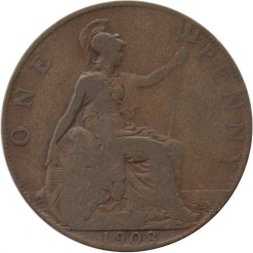 Великобритания 1 пенни 1908 год