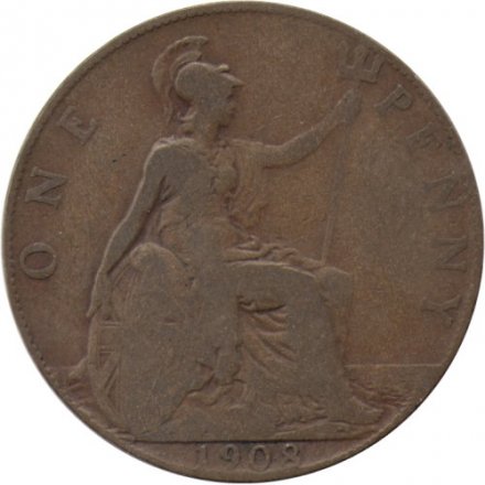 Великобритания 1 пенни 1908 год
