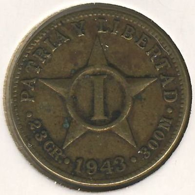 Куба 1 сентаво 1943 год