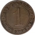 Веймарская республика 1 рейхспфенниг 1927 год (A)