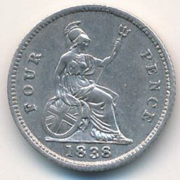 Великобритания 4 пенса 1838 год