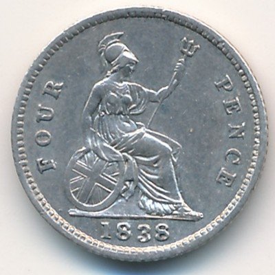 Великобритания 4 пенса 1838 год